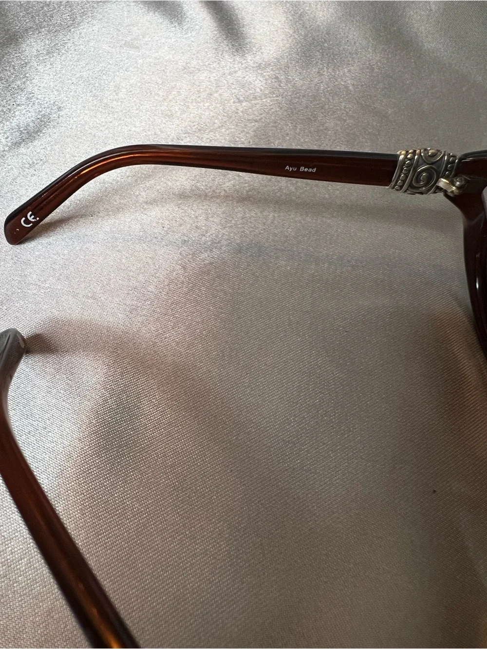 Brighton Vintage Ayu Bead Sunglasses Brown Handmade Oval Scroll Accents No Case